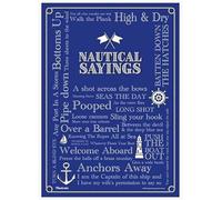 Crackers Ltd Nauticalia Navy Blue Cotton Tea Towel with Maritime Sayings and Phrases, Large 71x51cm, Nautical Theme Kitchen Accessory