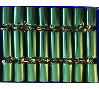 Crackers Ltd Premium Fill Your Own Christmas Crackers, Green, 6 Count with Gold Trim and Tags, ideal table gift
