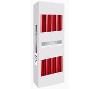 Crackers Ltd Premium Tapered Candles, Gold Red Silver, Purple, White, Pearl colours, 10 Pack, 7 Hours Burn Time (Metallic Red)