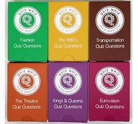 Crackers Ltd Quiz Whiz Set of 6 Assorted Boxes of Trivia Questions in a Matchbox - Including General Knowledge, Fashion, Kings and Queens, the 1980s, Transport and Theatre