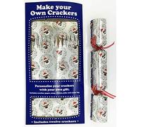 Crackers Ltd Set of 12 Flat Pack Make Your Own Silver Christmas Crackers - Christmas Pugs Design