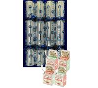 Crackers Ltd Set of 4 Christmas Dogs Design Christmas Crackers- containing tiny wind up music boxes playing carols