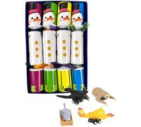 Crackers Ltd Set of 4 Colourful Snowman Design Christmas Crackers - with fun animal racers inside