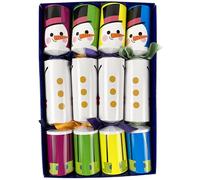 Crackers Ltd Set of 4 Pewter Pet Christmas Crackers - Colourful Snowman Design