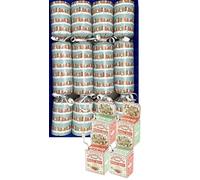 Crackers Ltd Set of 4 Snowy Street Design Christmas Crackers- containing tiny wind up music boxes playing carols