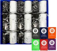 Crackers Ltd Set of 6 Black and White Christmas Crackers with Trivia Quiz Content