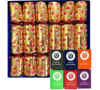 Crackers Ltd Set of 6 Christmas Hat design Christmas Crackers in Gold with Trivia Quizzes