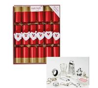 Crackers Ltd Set of 6 Jolly Santa design Red Christmas Crackers by Robin Reed