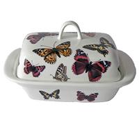 crackinchina Butterfly butter dish - British butterflies on white porcelain butter dish decorated on lid and sides
