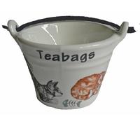 CrackInChina Cats and Kittens Teabag Tidy Bucket Shaped Small Porcelain Round Multi-colored Teabag Tidy