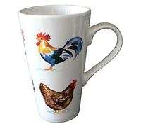 crackinchina Chicken cockerel hen latte mug large ceramic latte mug 3/4pt capacity