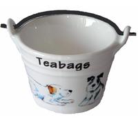 crackinchina Dog teabag tidy, porcelain bucket shaped teabag tidy with different dogs on each side (SMALL)