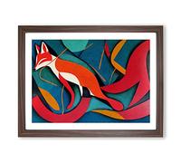 Cracking Abstract Fox BLK Framed Wall Art Print A2 Walnut