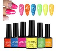 Crackle Gel Polish - Fluorescence Nail Polish Set, Chip-Resistant Fade-Proof Long-Lasting Design | 6-Piece Trendy Beauty Supplies for Salon Home Wedding Photography