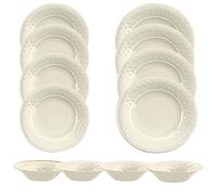 Crackle Glaze Cream - Melamine/Plastic 12 Piece Outdoor Dinnerware - Set for 4