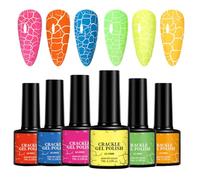 Crackle Nail Polish - Fluorescence UV Crackle Polish Set of 6,Chip-Resistant, Long-Lasting, Beauty Supplies for Daily Wedding Salon Travel Photography