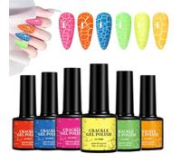 Crackle Nail Polish,Fluorescence UV Crackle Polish Set of 6 - Chip-Resistant, Long-Lasting, Personal Care Product for Girls Women Wedding Travel Photography Use