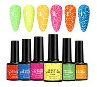 Crackle Nail Polish Set - Fluorescence UV Crackle Polish Set of 6 - Chip-Resistant, Long-Lasting, Beauty Supplies for Daily Wedding Salon Travel Photography