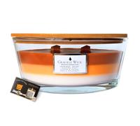 Crackle Wick 3-Layer Autumn Scented Candle 485g | Crackling Wooden Wick, Elegant Ellipse Glass | Autumn Candles Long Burning, Fall Decor Gifts | Includes ShopZee Safety Tips Guide (Harvest Spice)