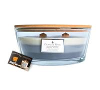 Crackle Wick 3-Layer Scented Crackling Wooden Wick Candle, Ellipse Glass Jar with Lid, 485g | Long-Lasting Burn Time, Cosy Winter Aromas | Includes ShopZee Safety Tips Guide (Winter Nights)