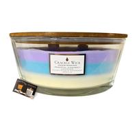 Crackle Wick 3-Layer Scented Crackling Wooden Wick Candle in Elegant Ellipse Glass Jar with Lid, 485g - Includes ShopZee Candle Safety Tips Guide (Peaceful Hideaway)