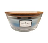 Crackle Wick Cosy Comforts Large Glass Bowl Candle with Wooden Lid, Layered Scent