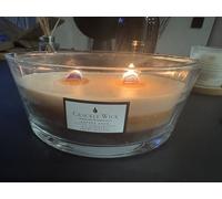 Crackle Wick Coffee Shop Scented Candle, Large Glass Bowl, 2 Wooden Wicks, Vanilla and Toffee & Sweet Biscuit Fragrance