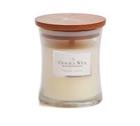 Crackle Wick Fresh Linen Scented Candle with Wooden Lid, Mini Glass Jar Candle