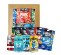 Crackling & Craft Beer Gift Set - 4 Different Flavoured Beers 330ml & Randomly Selected 5 Snaffling Pig Pork Cracklings. This Beer & Pub Snack Hamper Great Birthday Gifts for Men, Fathers Day