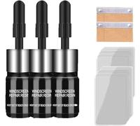 Cracks Gone Glass Kit, Glass Repair Fluid, Resin Based Mirror Repair Kit, Nano Fluid Filler for Repairing Chips, Cracks, Star Cracks, Bull's Eye Cracks (3pcs)