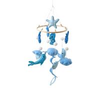 Cradle Mobile - Wood Felt Hanging Toy, Maritime Theme Bedbell Decoration for Kids Room Ceiling Stroller Attachment Visual Stimulation Calm Sleep Aid Lightweight Natural Design