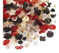 Crafans 100G Rose Flower Jewelry Beads Assorted Resin Jewelry Making Finding Kits Fishtail & Leaf &Cherry & Butterfly Bulk Resin Beads for DIY Bracelet Jewelry Making