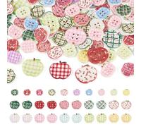 Crafans 100Pcs Apple Buttons Cute Apple Shape Printed Sewing on Button 4-Hole Costume Sewing Buttons for Cardigans Bulk Knitting Crafts Handcraft Jewelry Making