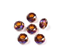 Crafans 100Pcs European Glass Beads Transparent AB Color Faceted Large Hole Bead Sienna Rondelle Spacer Glass Bulk for Crafting DIY Bracelet Necklace Jewelry Making, Sienna
