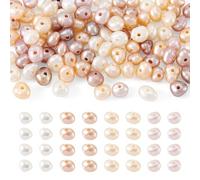 Crafans 100Pcs Natural Cultured Freshwater Pearl Beads 2MM/3MM Flat Round & Irregular Freshwater Pearls 4 Colours Cultured Pearl Bead for DIY Bracelet Necklace Jewelry Making
