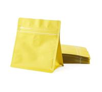 Crafans 10Pcs Coffee Bags with Valve Resealable Coffee Bean Pouch Zipper Bag Hot Seal Side Plastic Stand UP Bag for Candy Snake Cookies Tea Coffee Storage, Yellow