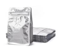 Crafans 10Pcs Coffee Beans Bags with Valve Rectangle Zipper Coffee Storage Bags Flat Bottom Standing Resealable Pouches Heat Seal Side Packing Bag for Candy Snake Cookies Storage, Silver