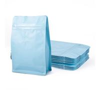Crafans 10Pcs Coffee Beans Bags with Valve Rectangle Zipper Coffee Storage Bags Rectangle Flat Bottom Standing Resealable Pouches for Candy Snake Cookies Storage, Pale Turquoise
