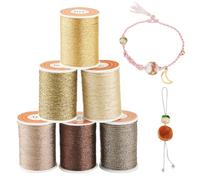 Crafans 1mm Luster Polyester Jewelry Cords 6 Colors Glitter Polyester Threads Braided Threads Twisted Beading Cords for DIY Bracelet Necklace Hanging Ornaments Crafts
