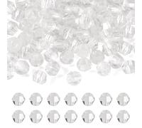 Crafans 200Pcs Faceted Bicone Glass Beads 4MM White Transparent Mini Crafts Beads Bulk Glass Jewelry Beads for Crafts Supply Bracelet Necklace Earring Jewelry Making