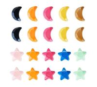 Crafans 20pc Moon Star Acrylic Faceted Spacer Beads - Opaque Colorful Star Acrylic Beads for DIY Necklace, Keychains & Jewelry Making