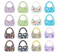 Crafans 20Pcs Enamel Bags Charms Flowers Painted for DIY Jewellery Making