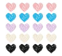 Crafans 20Pcs Heart Rose Spacer Beads - Heart Shape & Rose Pattern Spray Painted Acrylic 5 Colors Love Rosary for DIY Bracelet Necklace Jewelry Making