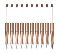 Crafans 20Pcs Plastic Beadable Pens Champagne Color Ball-Point Pen Black Ink Beaded Personalized Pens for Office Stationery Supplies, Champagne & Glitter