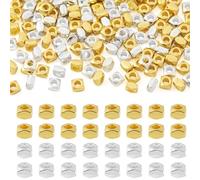Crafans 220Pcs 3MM Square Alloy Spacer Beads Golden/Silver Faceted Alloy Crafts Bead Mini Jewelry Beads Bulk for DIY Necklace Bracelet Crafting Jewelry Making