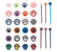 Crafans 24Pcs Paw Print Pen Toppers Cute Paw Print Pencil Topper Cat & Dog Paws Pen Toppers Plastic Cartoon Pencil Clips for Stationery Decor Office