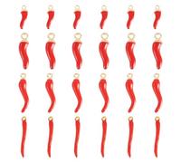 Crafans 24Pcs Red Chili Charms Hot Pepper Brass Enamel Pendants Chili Dangle Charms Red Horn of Plenty for DIY Necklace Earring Keychains Crafts Jewelry Making