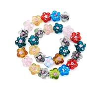 Crafans 28Pcs Colorful Glass Flower Beads for DIY Jewelry Making