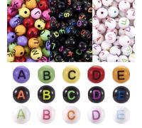 Crafans 300Pcs Craft Letter Beads A-Z Round Acrylic Horizontal Hole Alphabet Spacer Beads Colorful Friendship Bracelet Letter Beads Bulk for DIY Jewelry Making