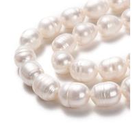 Crafans 30Pcs 11/12 MM Freshwater Pearls Bisque Natural Cultured Pearl Beads Rice Shape Pearls Summer Jewelry Pearl Bead for DIY Crafting Necklace Earring Rings Jewelry Making